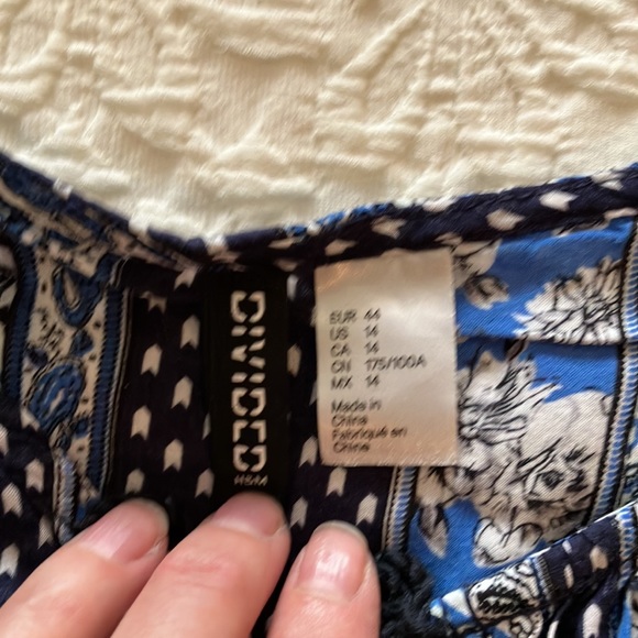 Fun black & white, white & blue & black, blue, white & black patchwork boho top - Picture 5 of 16